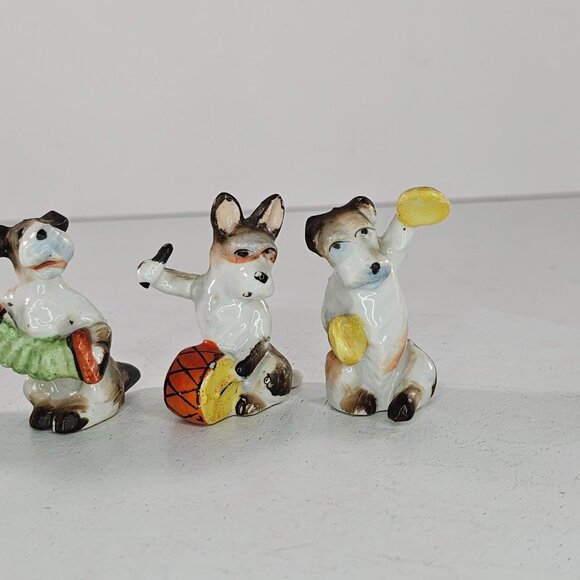 Vintage Japan Ceramic Dog Band Figurines Set Of 4 Drums Accordion Cymbal Trumpet - Picture 4 of 7